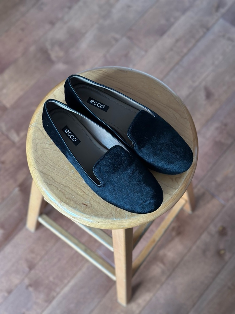 ECCO Black Haircalf Loafers Leather Lined